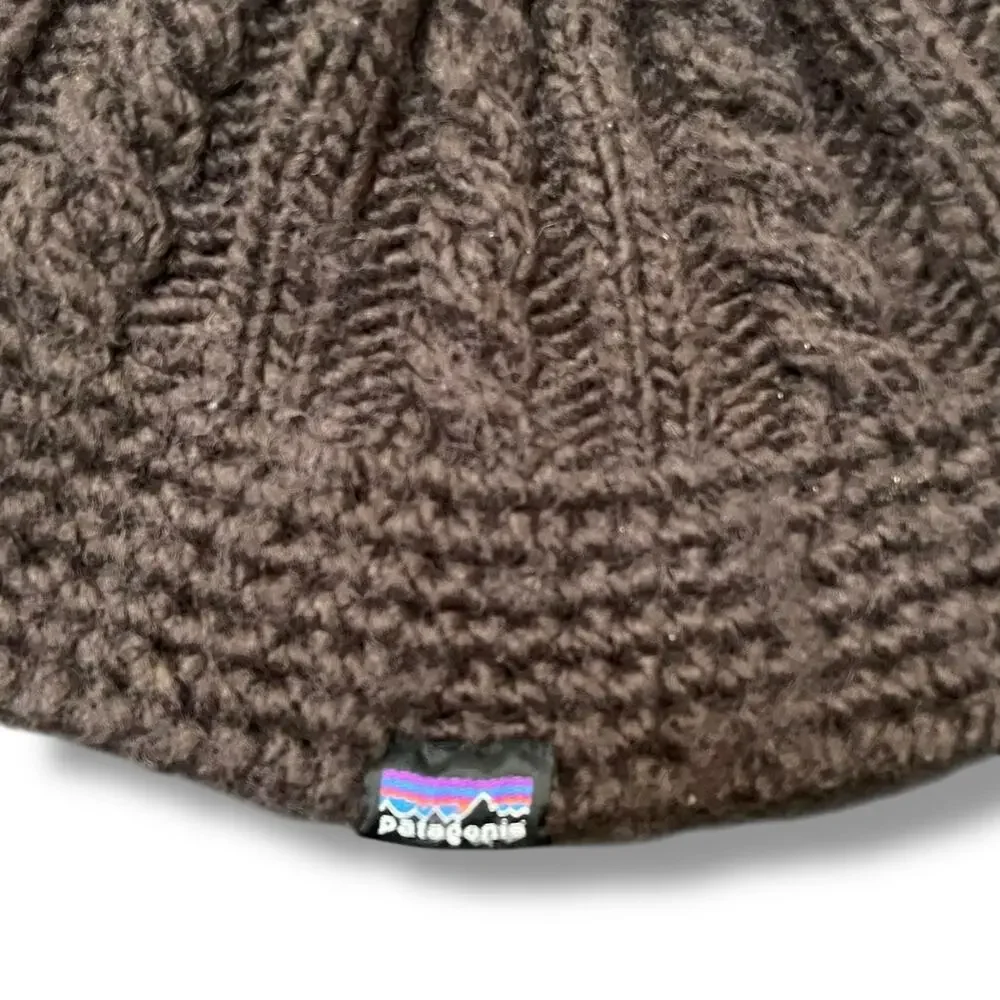 Patagonia Wool Blend Beanie Hat Brown Cable Knit Crochet Skull Cap 29045 Unisex